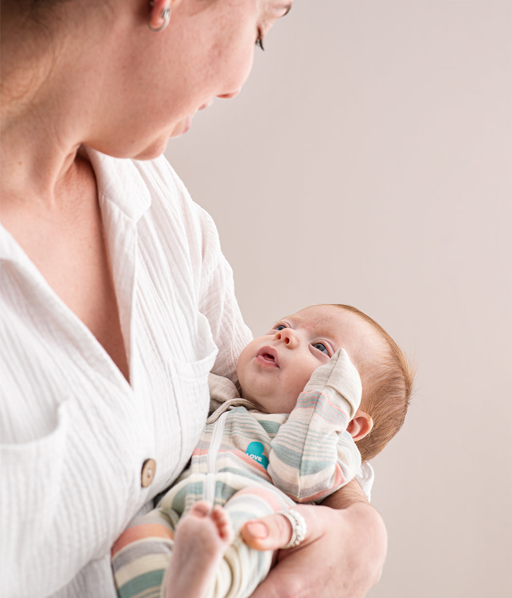 Footless Romper Merino Wool Olive Stripe