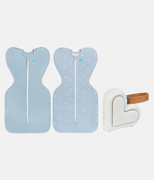 Sleep Machine Swaddle Up Starter Bundle 0.2 | 1.0 TOG | Soft Blue | Mist Blue Boats