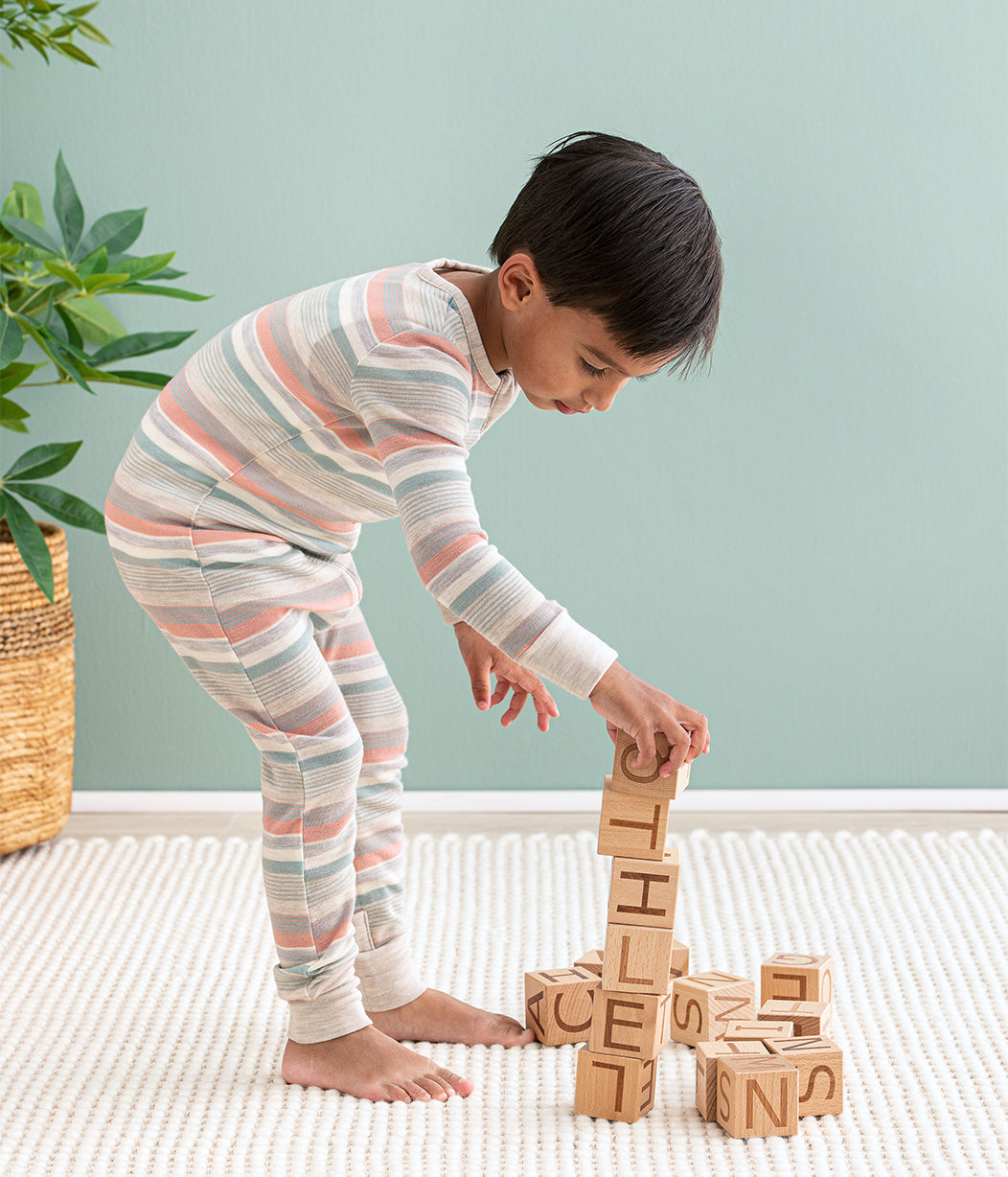 Footless Romper Merino Wool Olive Stripe