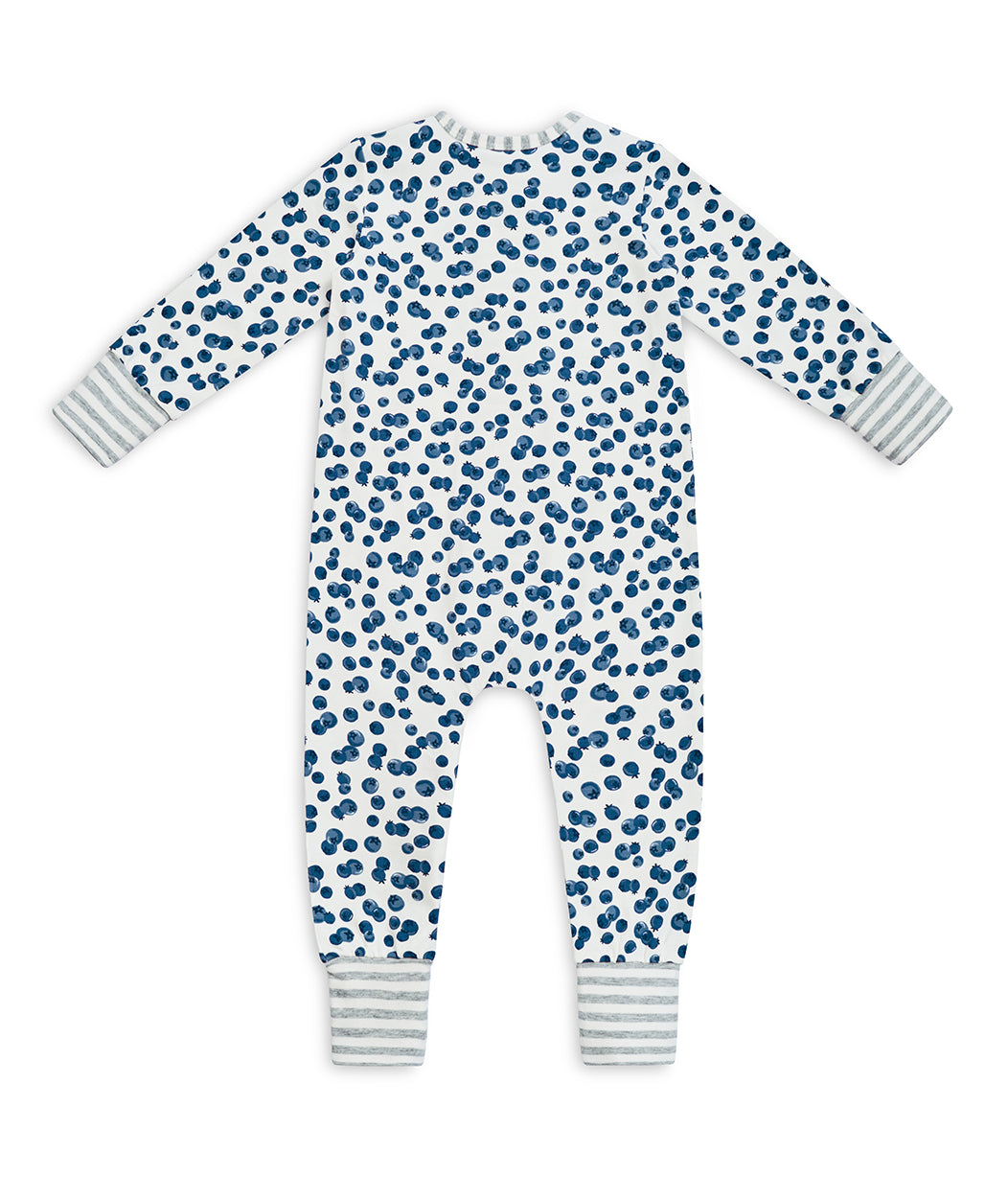 Footless Romper Cotton Denim Blueberries