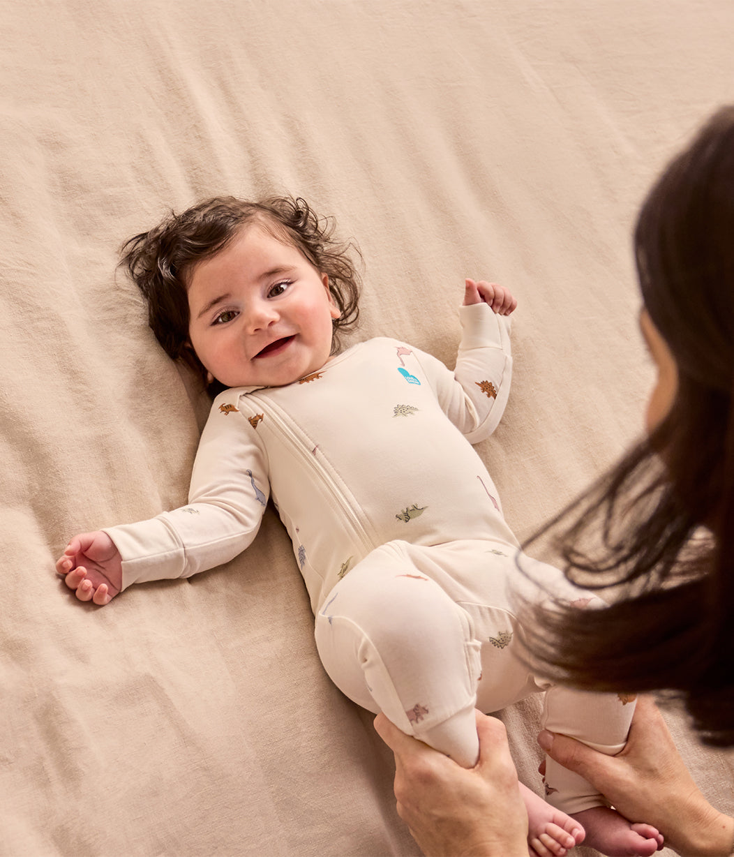 Romper Snug Fit Viscose from Bamboo Cream Dino Snore