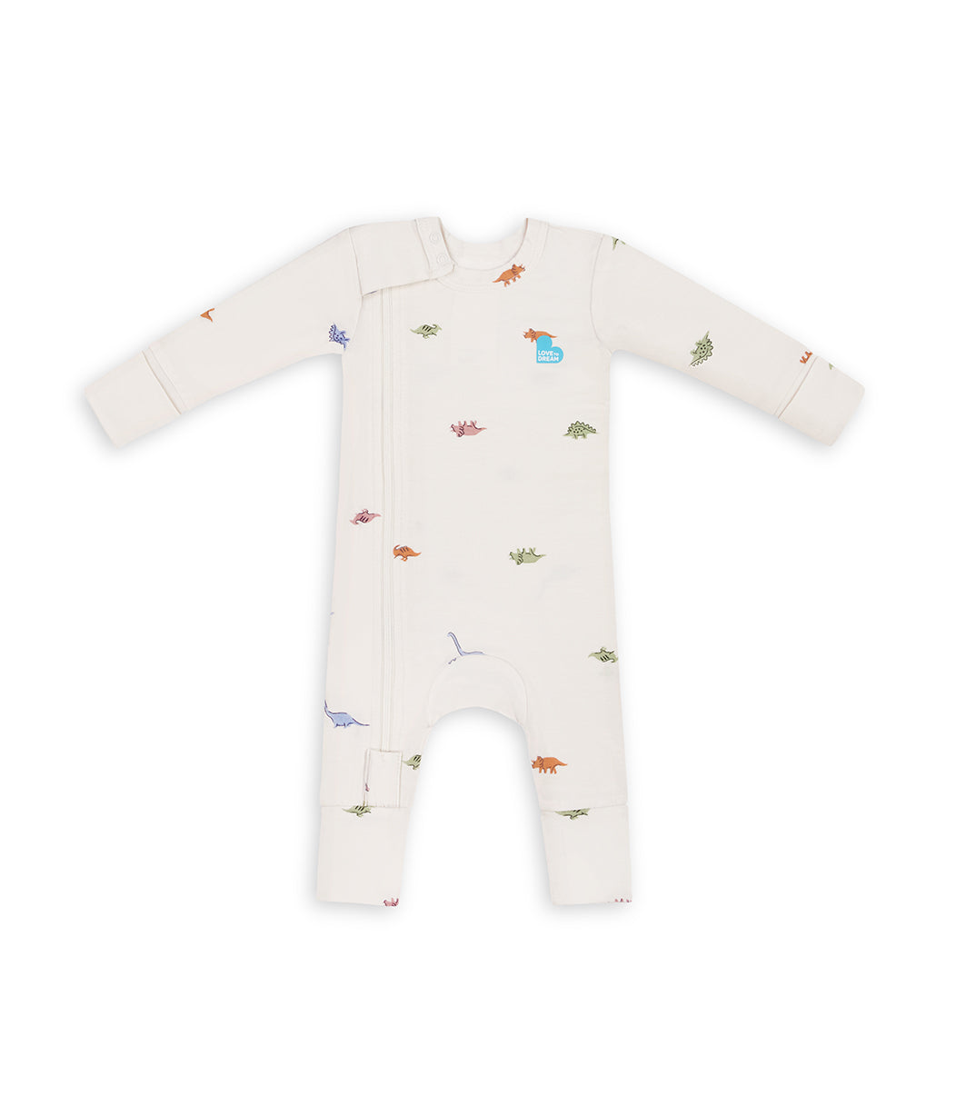 Romper Snug Fit Viscose from Bamboo Cream Dino Snore