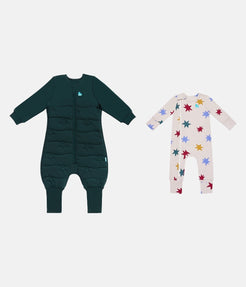 Sleep Suit & Romper Bundle | 3.5 TOG | Forest Star | Tan Party Pop