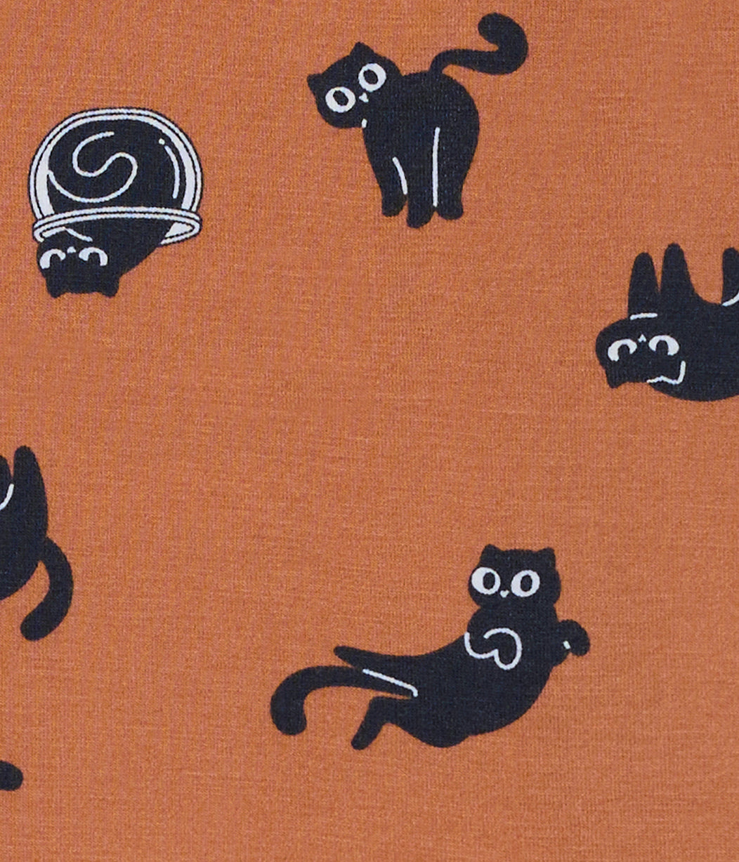 Kids Pajama Set Long Sleeve Snug Fit Viscose from Bamboo Hazel Black Cat Moods