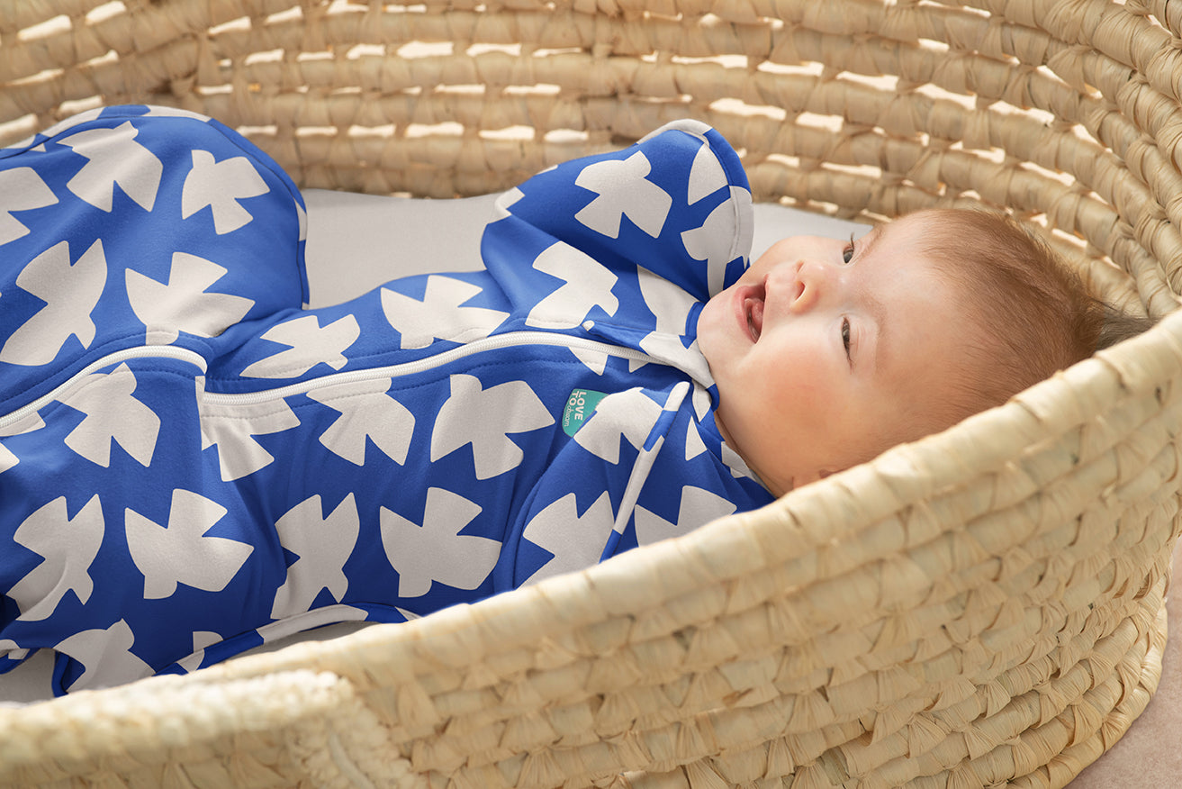 Swaddle Up™ 1.0 TOG (68-75°F) Cobalt Paperbirds Original Cotton