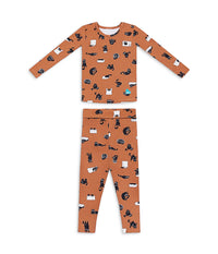Kids Pajama Set Long Sleeve Snug Fit Viscose from Bamboo Hazel Black Cat Moods