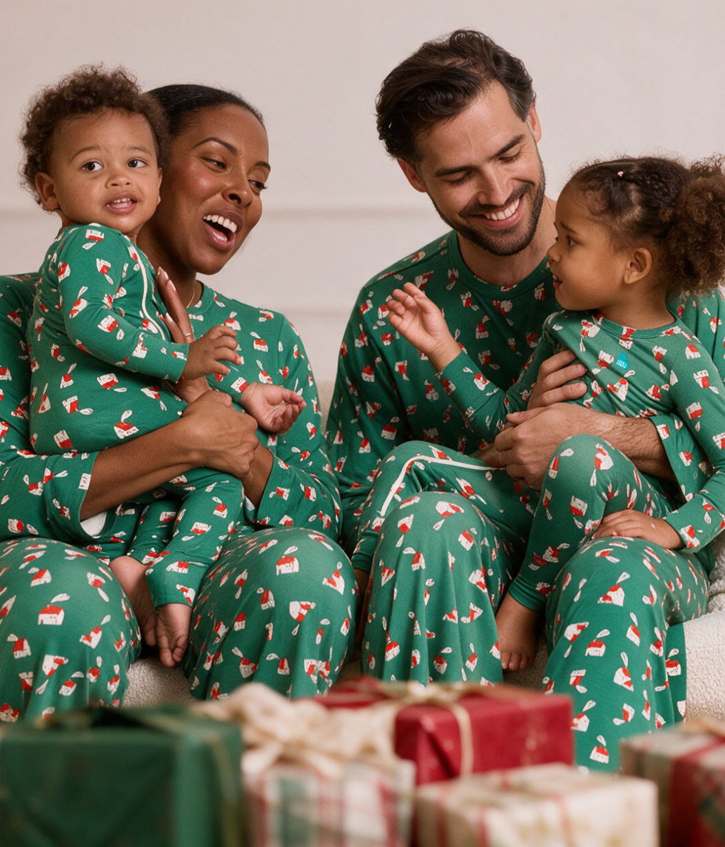 Adults Pajama Set Long Sleeve Viscose from Bamboo Green Home Sweet Home