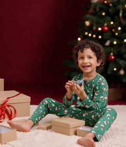 Kids Pajama Set Long Sleeve Snug Fit Viscose from Bamboo Green Home Sweet Home