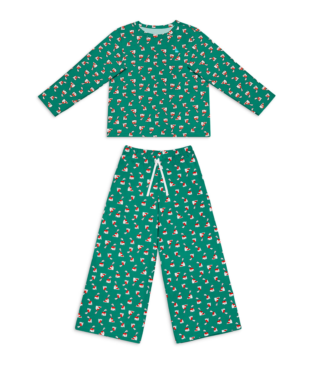 Adults Pajama Set Long Sleeve Viscose from Bamboo Green Home Sweet Home