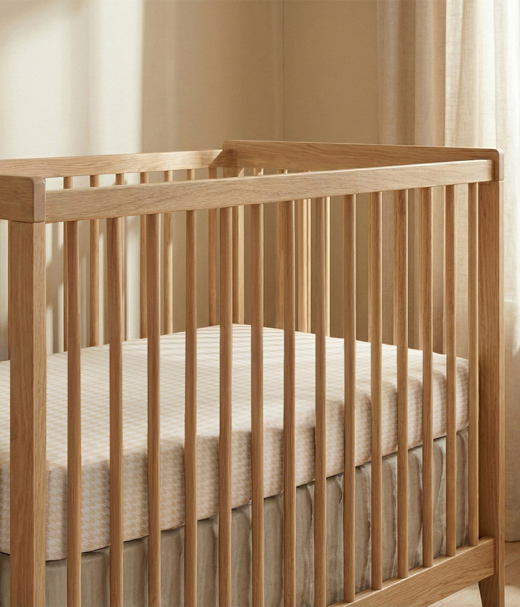 HushDry™ 2-in-1 Waterproof Fitted Crib Sheet Viscose from Bamboo Tan Houndstooth