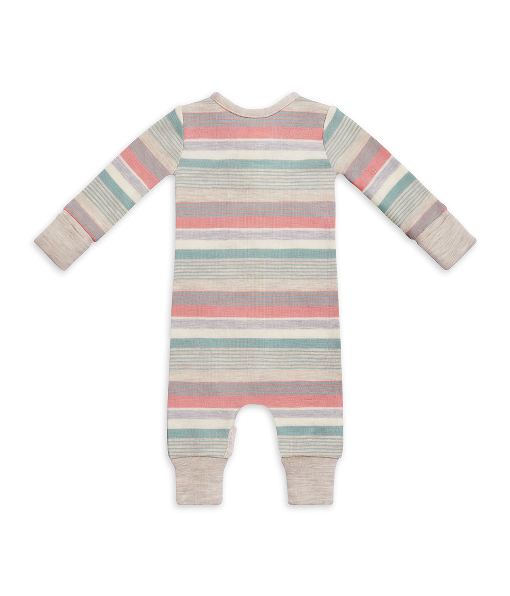 Merino Wool Romper Stripe Olive