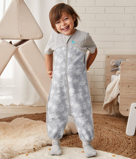 Sleep Suit Short Sleeve 1.0 TOG Organic Cotton Gray Doves