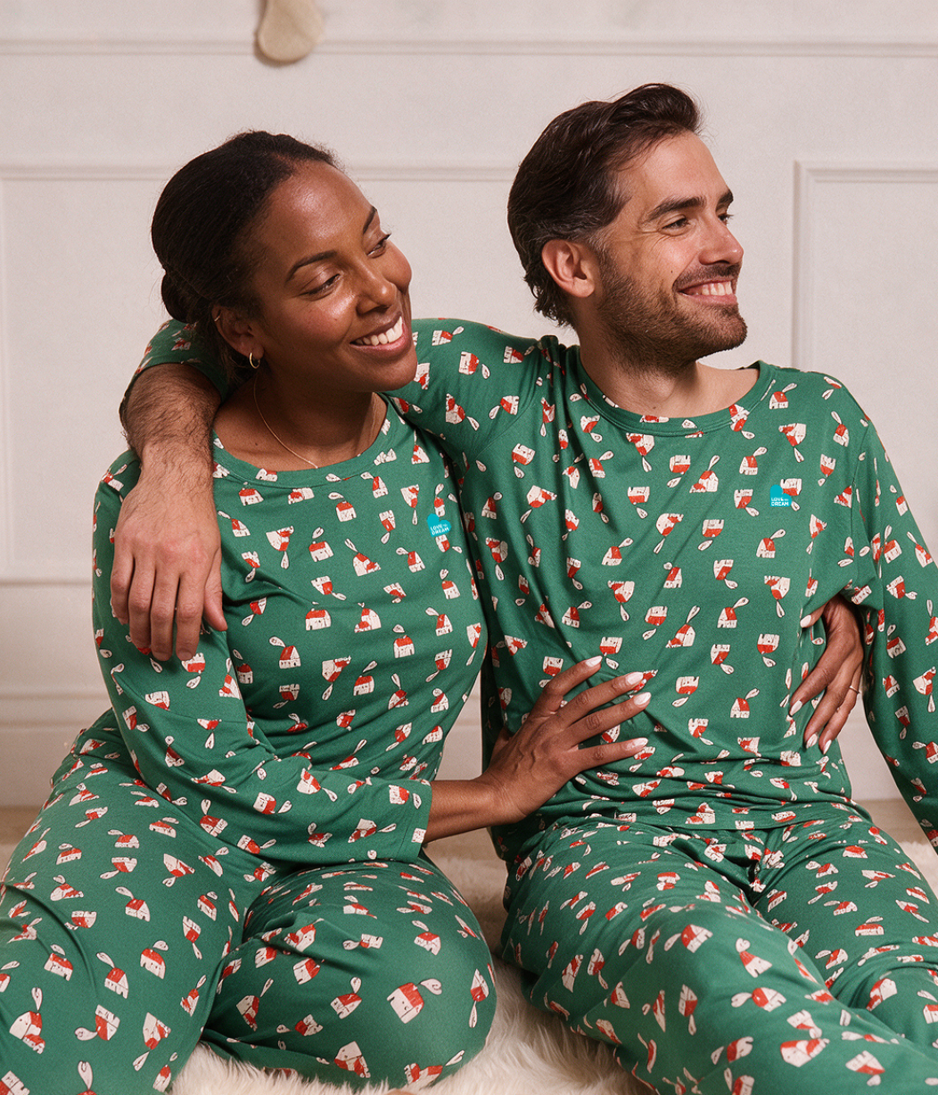 Adults Pajama Set Long Sleeve Viscose from Bamboo Green Home Sweet Home