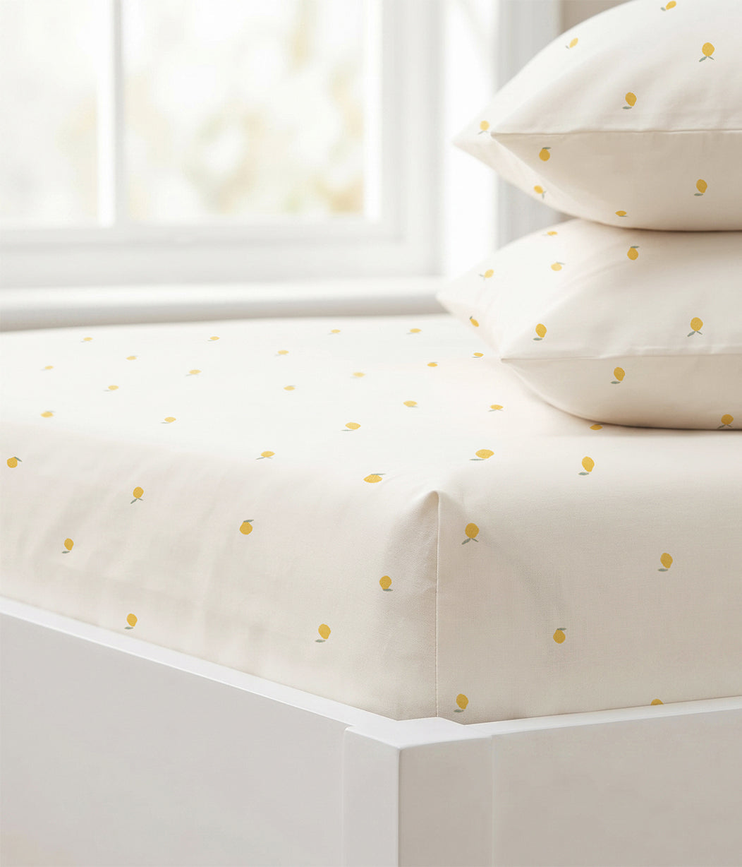 HushDry™ 2-in-1 Waterproof Twin Sheet Viscose from Bamboo Cream Lemons