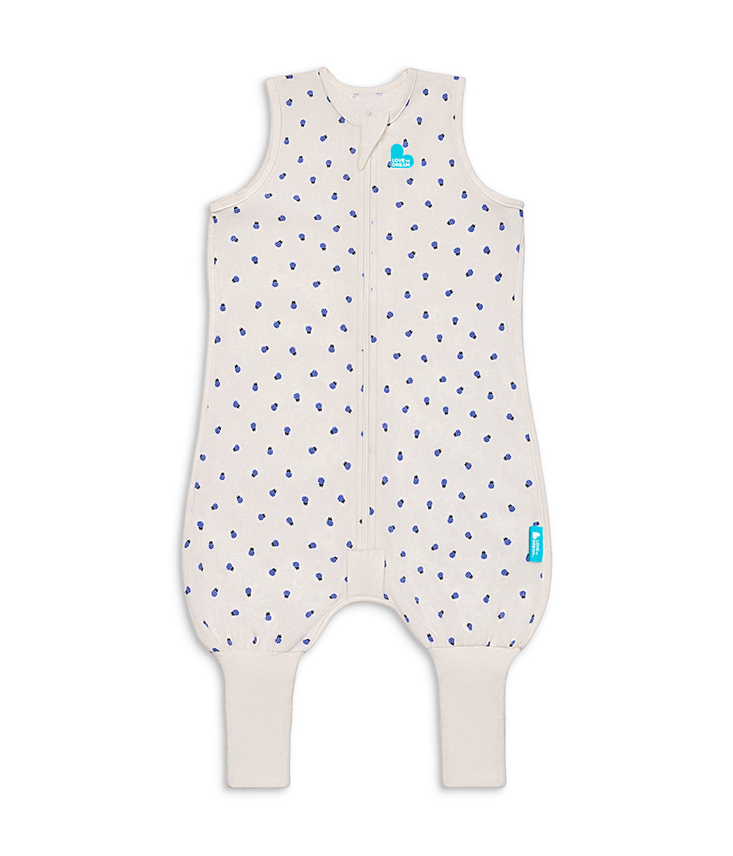 Sleep Suit Sleeveless 0.2 TOG Cotton Cream Bugsy Blue