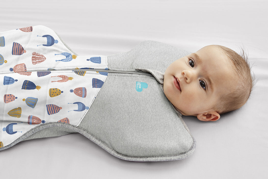 Swaddle Up™ Warm 2.5 TOG Happy Hats Print White (Designer Collection)