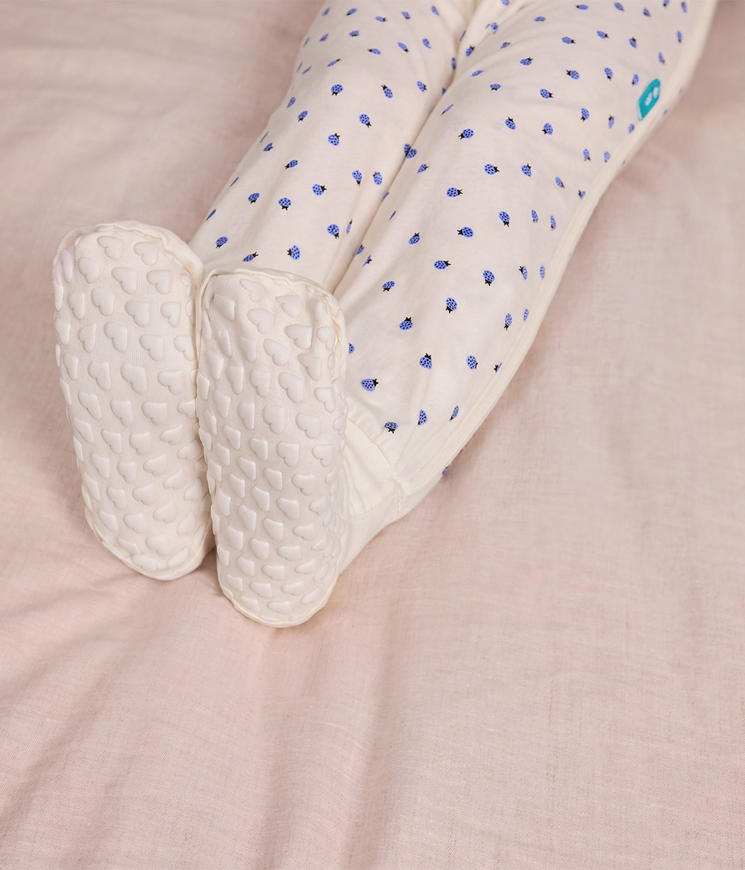 Sleep Suit Sleeveless 0.2 TOG Cotton Cream Bugsy Blue