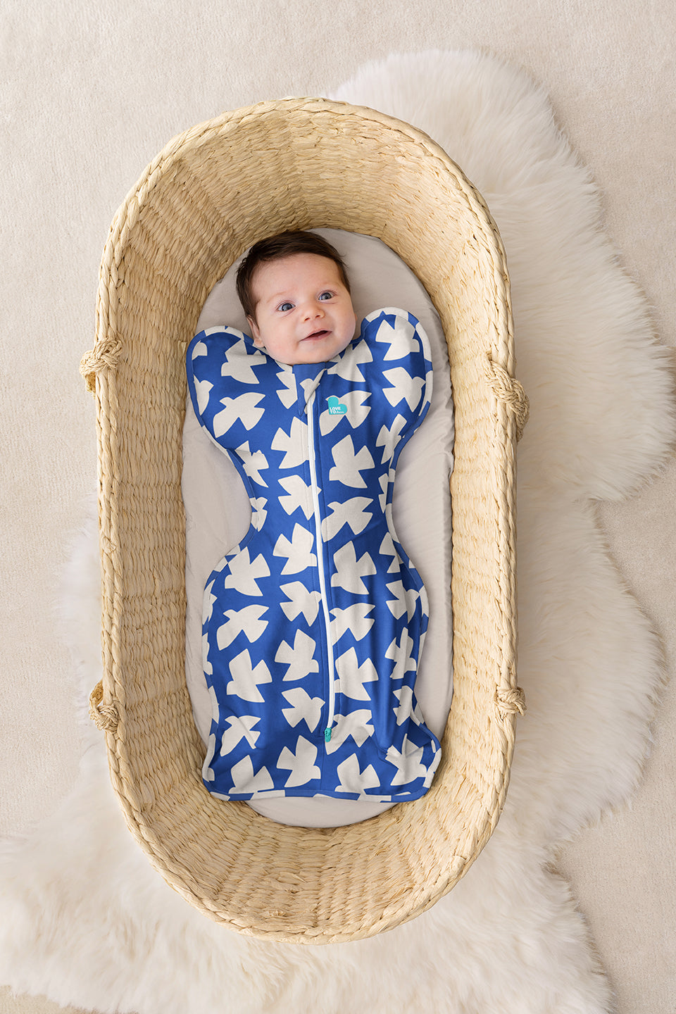 Swaddle Up™ 1.0 TOG (68-75°F) Cobalt Paperbirds Original Cotton