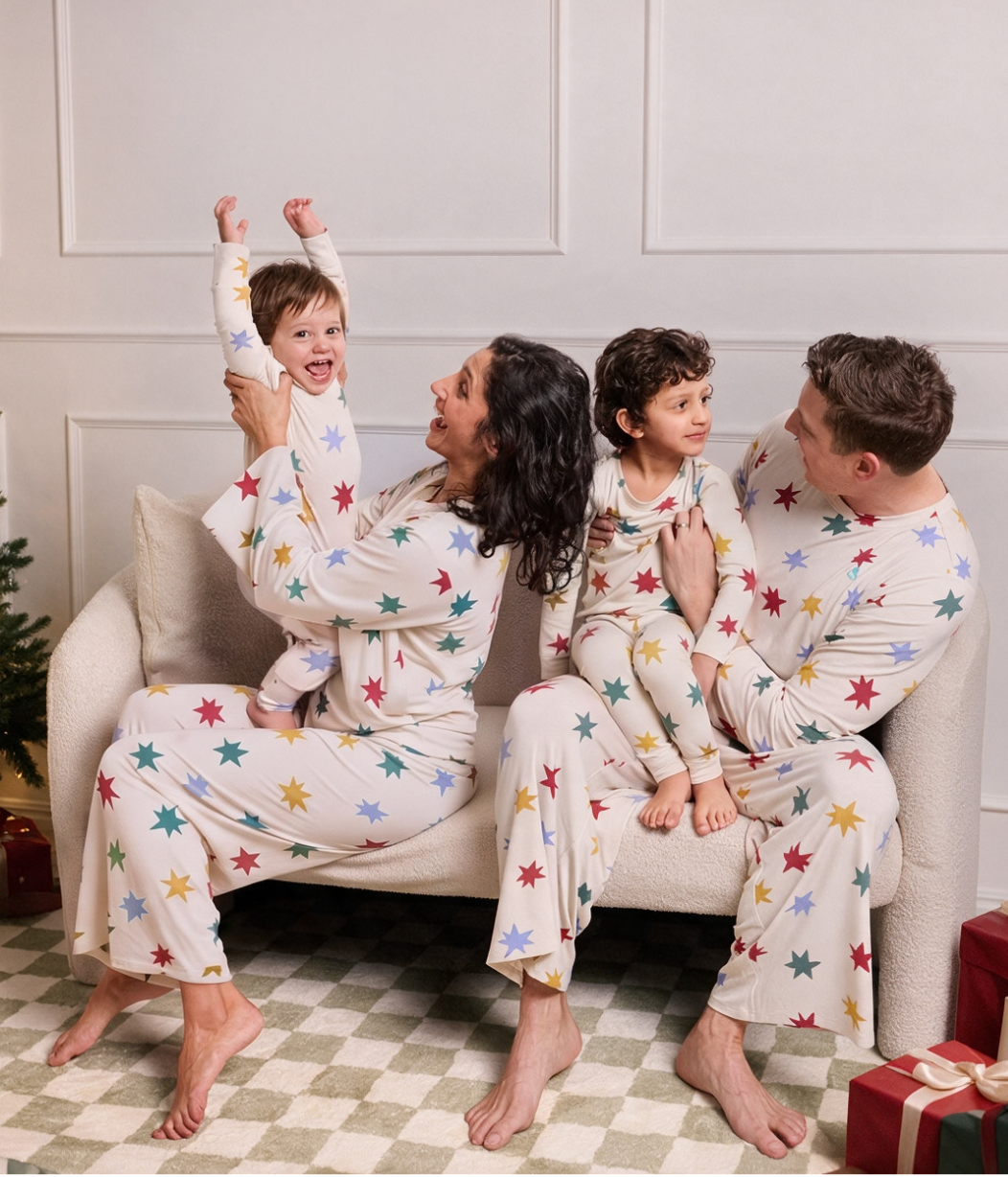 Adults Pajama Set Long Sleeve Viscose from Bamboo Tan Party Pop
