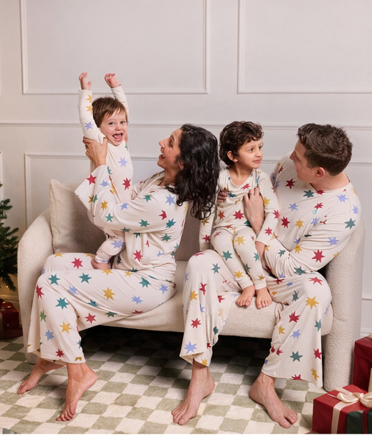 Adults Pajama Set Long Sleeve Viscose from Bamboo Tan Party Pop