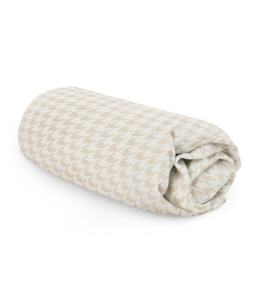 HushDry™ 2-in-1 Waterproof Fitted Bedside Crib Sheet Viscose from Bamboo Tan Houndstooth