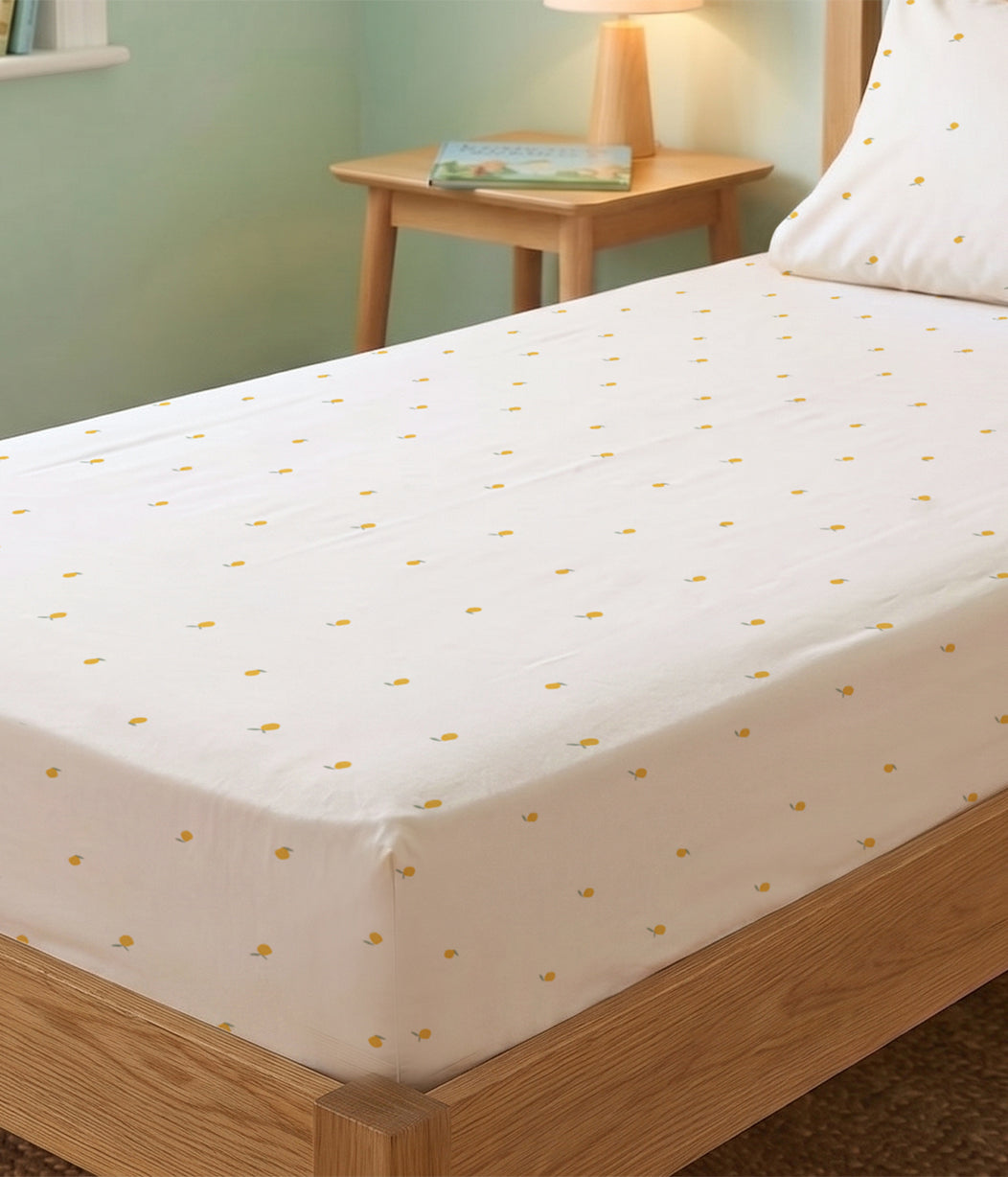 HushDry™ 2-in-1 Waterproof Twin Sheet Viscose from Bamboo Cream Lemons