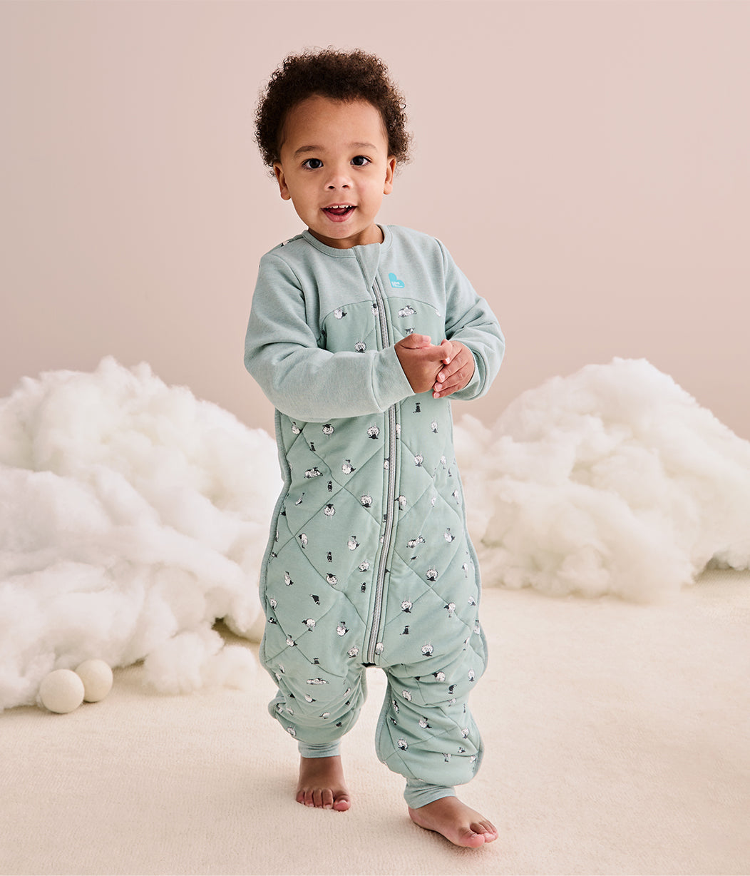 Sleep Suit Long Sleeve 2.5 TOG Organic Cotton/Merino Wool Olive Lamb's Best Friend