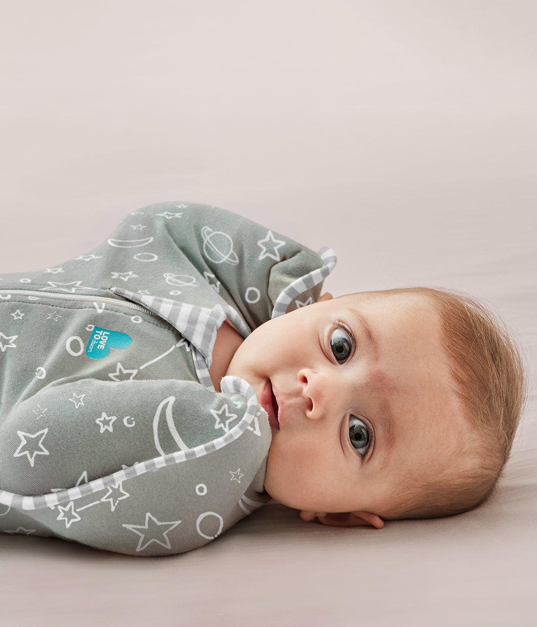 Swaddle Up™ 1.0 TOG (68-75°F) Olive Stars & Moon Viscose from Bamboo