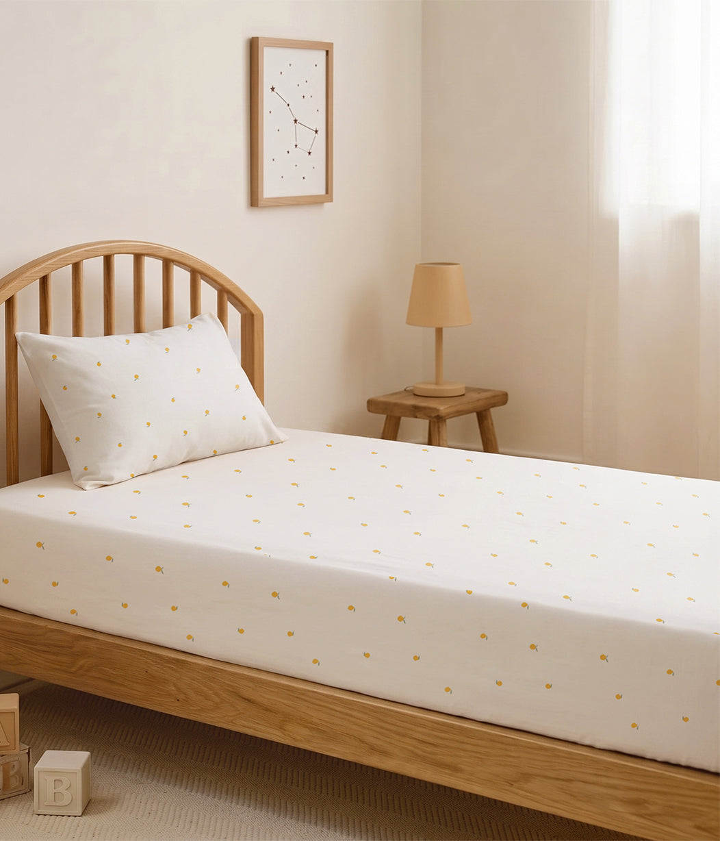 HushDry™ 2-in-1 Waterproof Twin Sheet Viscose from Bamboo Cream Lemons