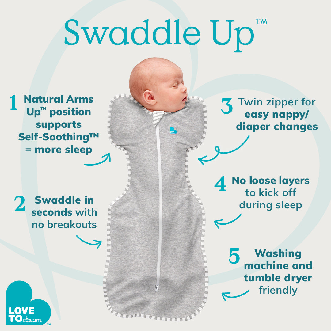 Swaddle Up™ 1.0 TOG (68-75°F) White Rainbow Original Cotton