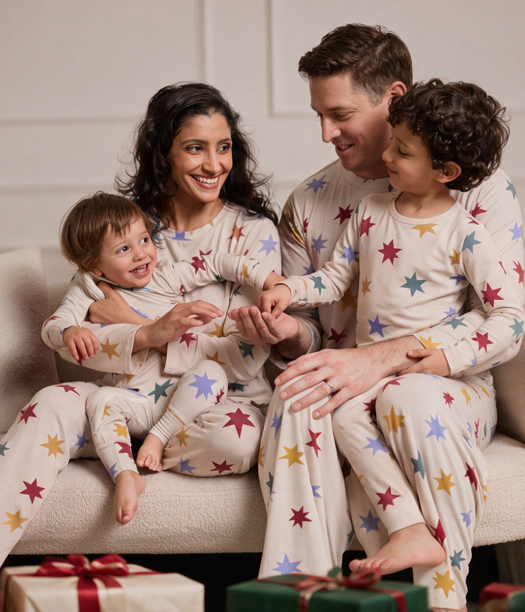 Adults Pajama Set Long Sleeve Viscose from Bamboo Tan Party Pop
