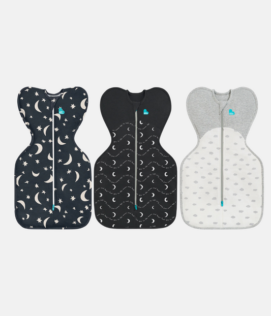 Swaddle Up Starter Bundle | 1.0 | 1.5 TOG | Charcoal Big Sky | Charcoal Moon | White Mini Cloud
