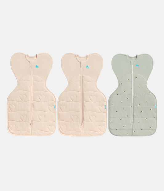 Swaddle Up Starter Bundle | 3.5 | 2.5 TOG | Blush Heart | Olive Bees