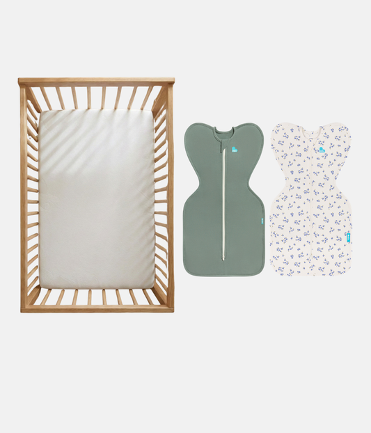 Essential Mattress Gift Bundle | Mattress | Swaddle | 1.0 TOG | Deep Olive | Jacaranda