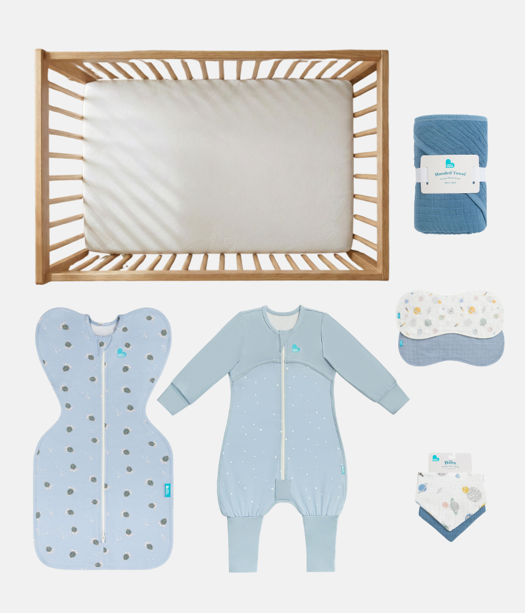 Ultimate Newborn Mattress Gift Bundle | Mattress | Swaddle | Romper | Towel | Wash Cloth | Burp Cloth | Bib | Turtally