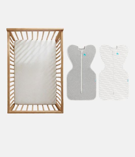 Essential Mattress Gift Bundle | Mattress | Swaddle | 1.0 TOG | Gray | Dreamer White