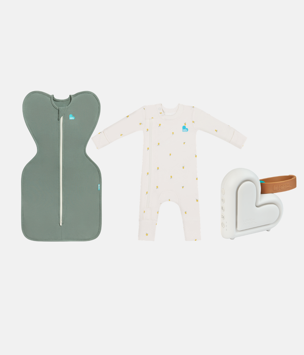 Newborn Starter Gift Bundle | Swaddle | Romper | Sleep Machine | 1.0 TOG | Olive | Cream Lemons