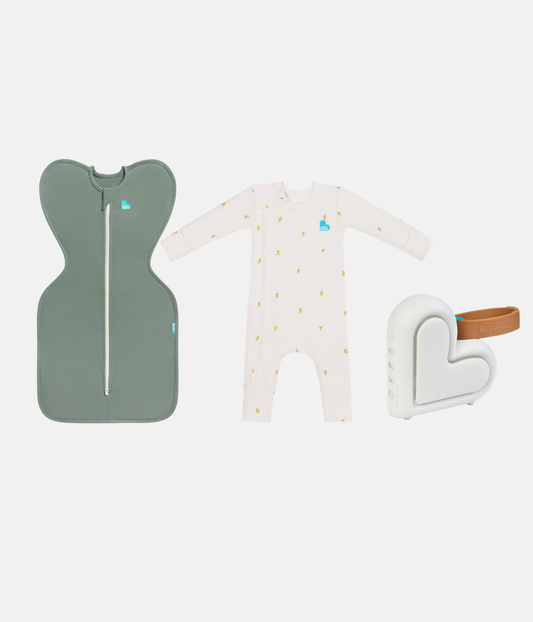 Newborn Starter Gift Bundle | Swaddle | Romper | Sleep Machine | 1.0 TOG | Olive | Cream Lemons