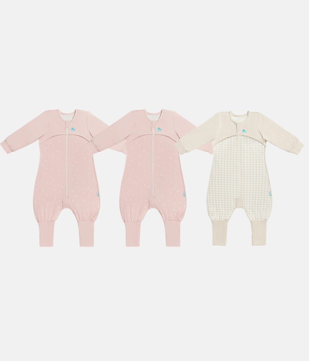 Sleep Suit Bundle | 1.0 TOG | Powder Pink Twinkle 2 | Tan Houndstooth