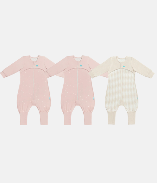 Sleep Suit Bundle | 1.0 TOG | Powder Pink Twinkle 2 | Tan Houndstooth