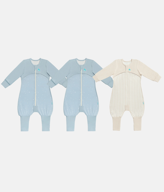 Sleep Suit Bundle | 1.0 TOG | Powder Blue Twinkle 2 | Tan Houndstooth