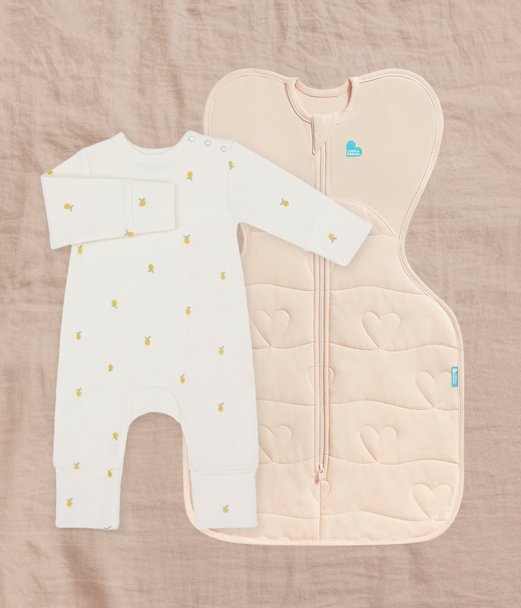 Swaddle Up & Romper Bundle | 3.5 TOG | Blush Quilting | Cream Lemons