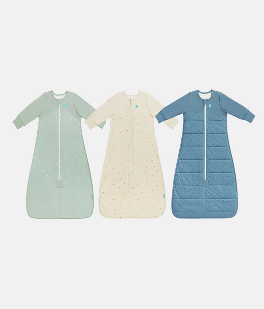 Sleep Bag Bundle | 1.5 | 2.5 TOG | Olive Twigs | Oatmeal Twigs | Storm Blue Pebbles