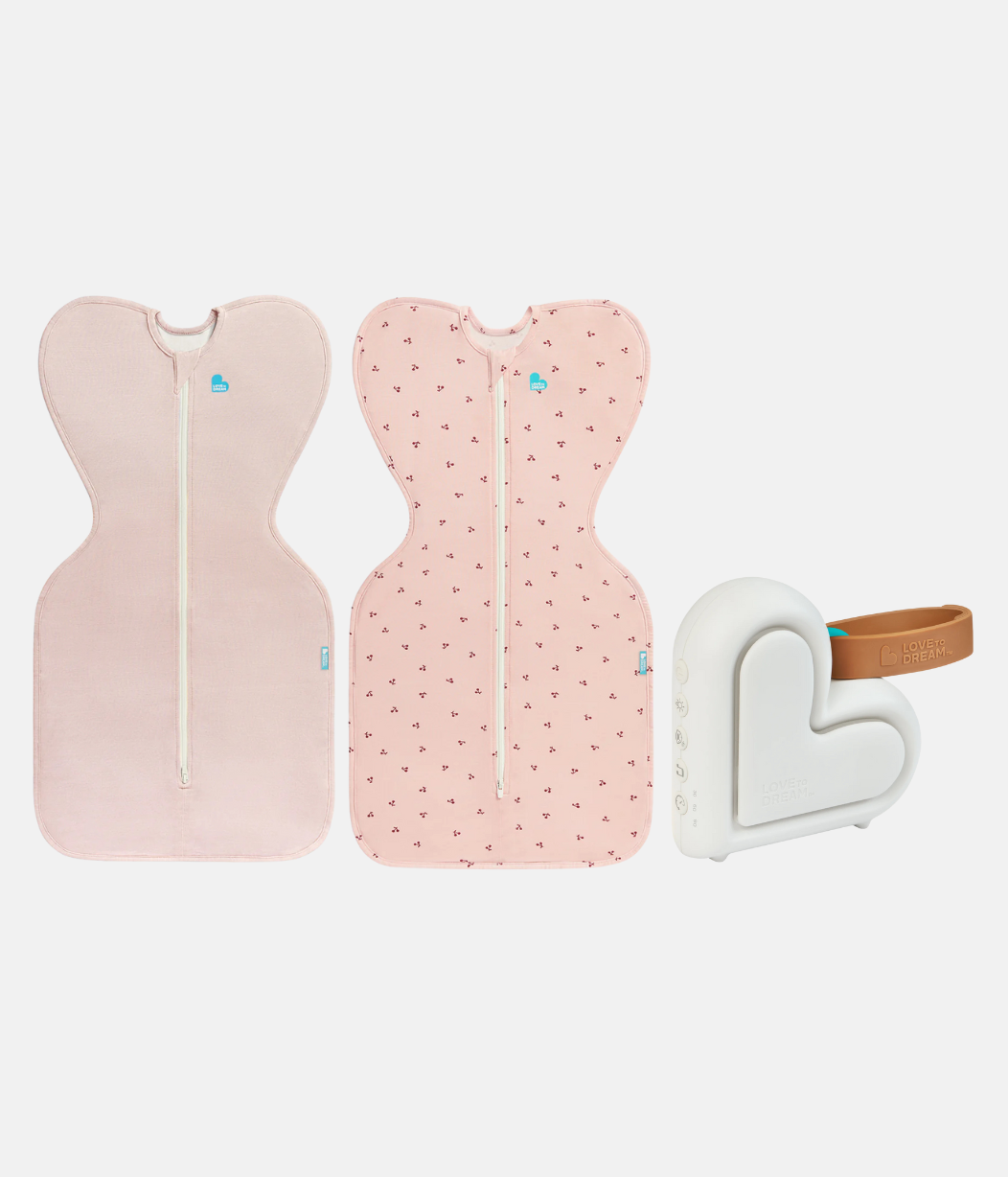 Sleep Machine Swaddle Up Starter Bundle 0.2 | 1.0 TOG | Blush | Blush Cherries
