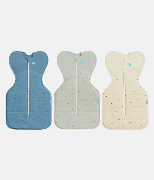 Swaddle Up Starter Bundle | 2.5 TOG | Storm Blue Pebbles | Olive Bees | Oatmeal Bees