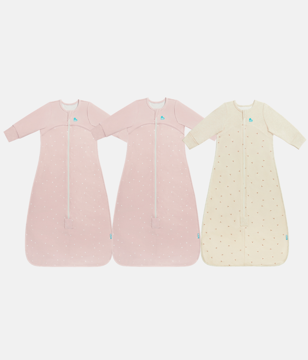 Sleep Bag Bundle | 1.0 TOG | 1.5 TOG | Powder Pink Twinkle 2 | Oatmeal Twigs