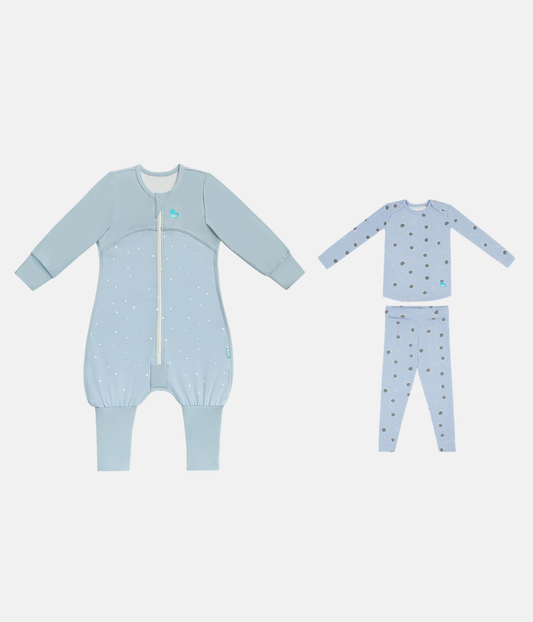 Sleep Suit & Pajama Bundle | 1.0 TOG | Powder Blue Twinkle | Mist Blue Turtally