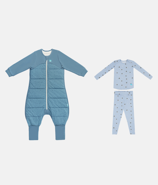 Sleep Suit & Pajama Bundle | 2.5 TOG | Storm Blue Pebbles | Blue Turtally