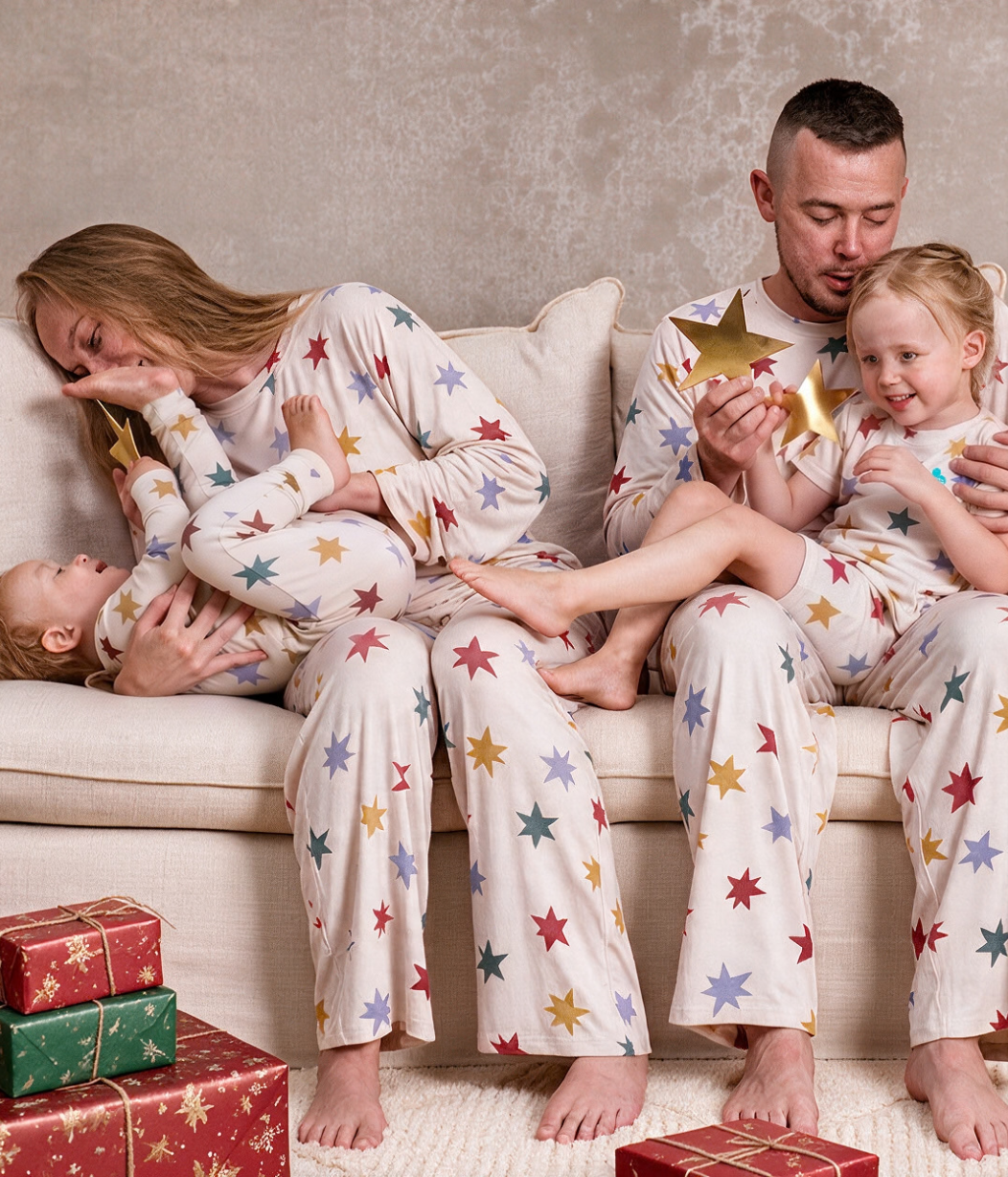 Adults Pajama Set Long Sleeve Viscose from Bamboo Tan Party Pop