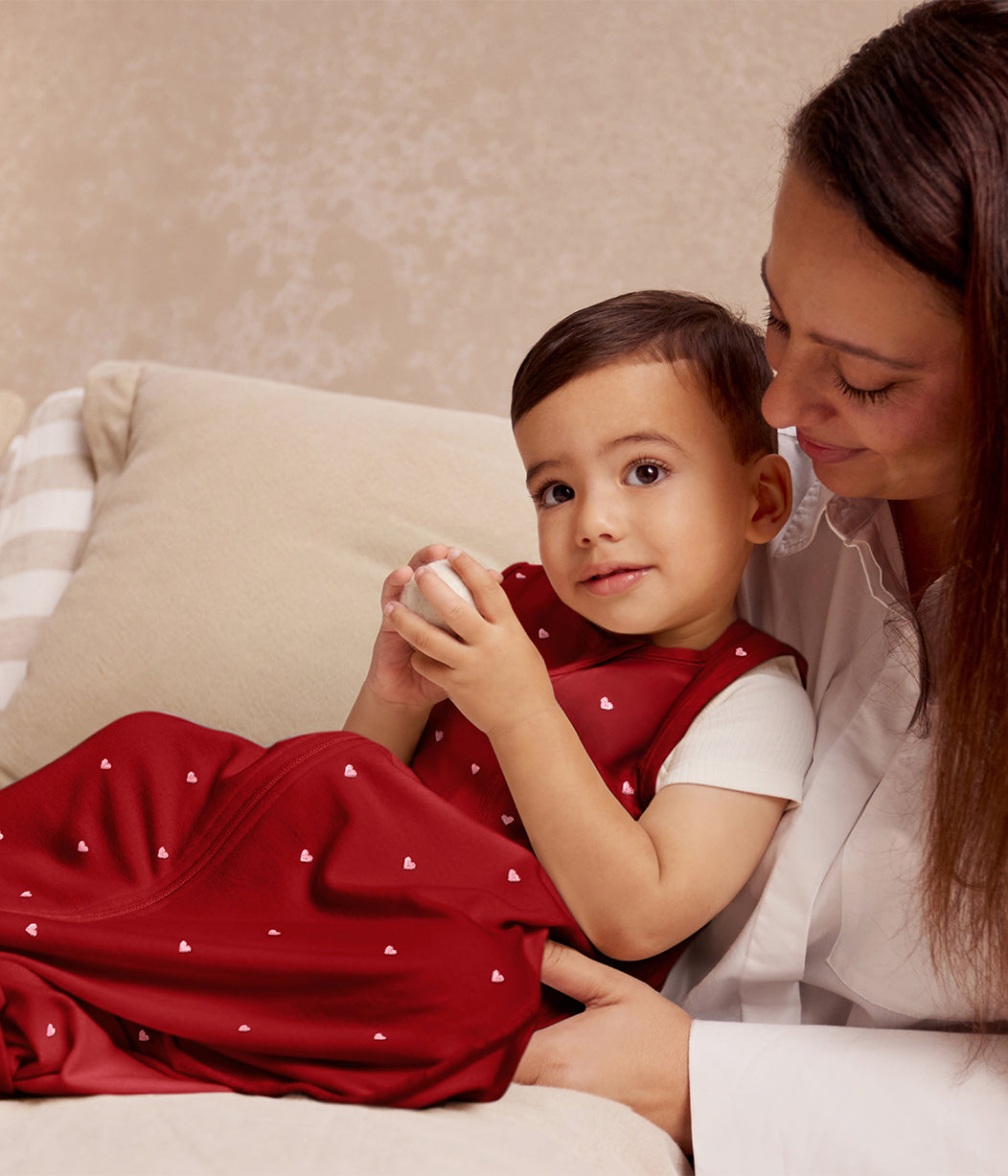 Sleep Bag Sleeveless 1.5 TOG Cotton Maroon Hearts Embroidery